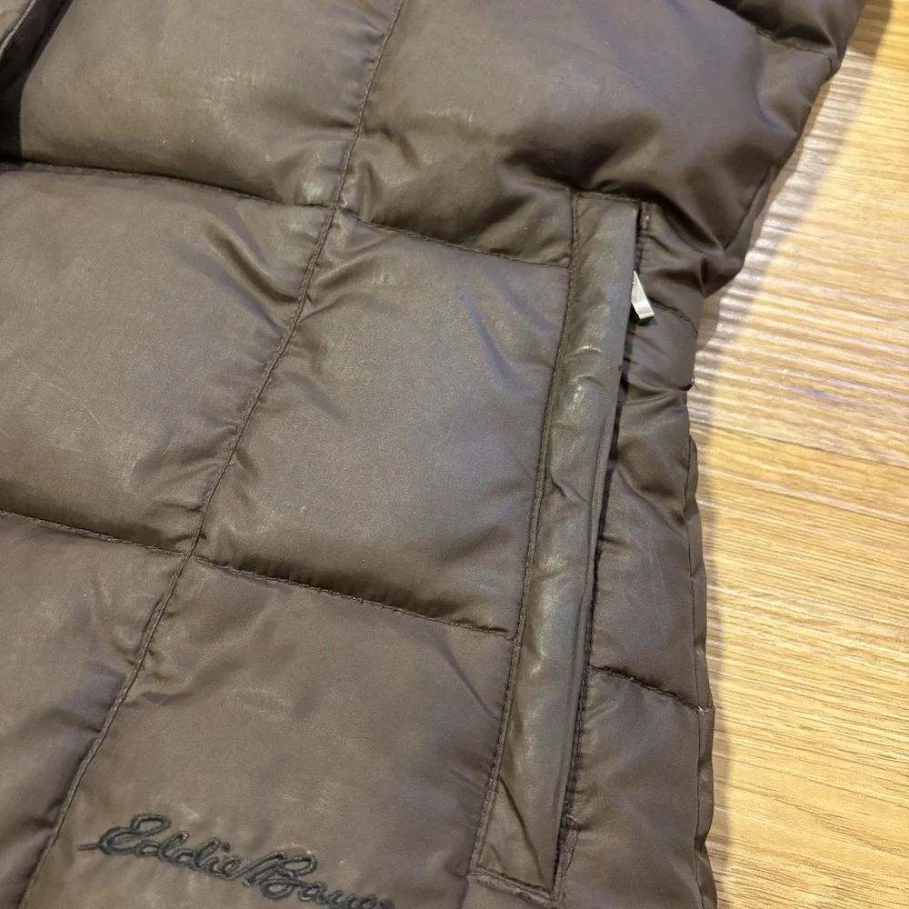 Vintage Eddie Bauer Premium Goose Down Puffer Jacket Womens XS Brown Quilted 90s